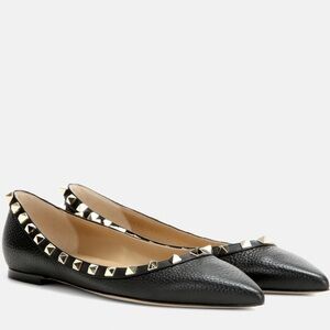 Valentino Garavani:  Rockstud Leather Ballet Flats
